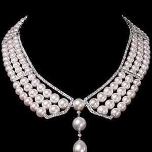 Pearl Necklace With Diamonds Studded (From $300-)